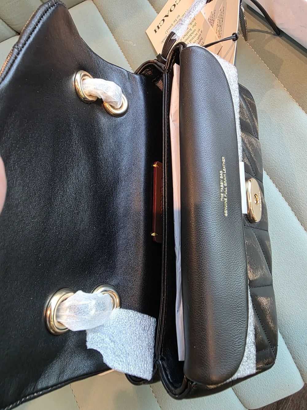 Coach Black Quilted Leather Shoulder Bag with Gold C Lock